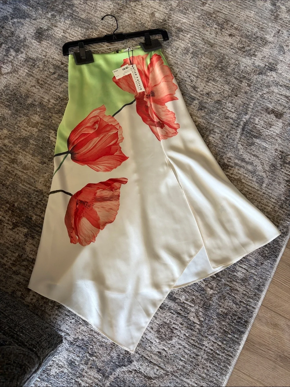 Alice & Olivia by Stacey Bendet Floral Asymmetric Midi Skirt